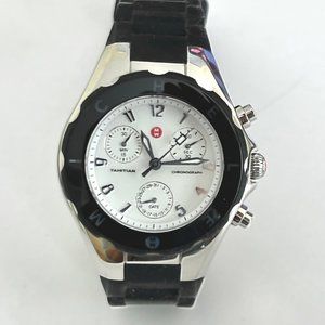 Authentic Michele Black Women's Tahitian Jelly Bean watch in white face